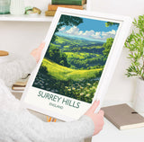 Surrey Hills Travel Poster Wall Art, Surrey Hills Travel Print, English Countryside Art Gift, Wall Art Print NQ Media Designs