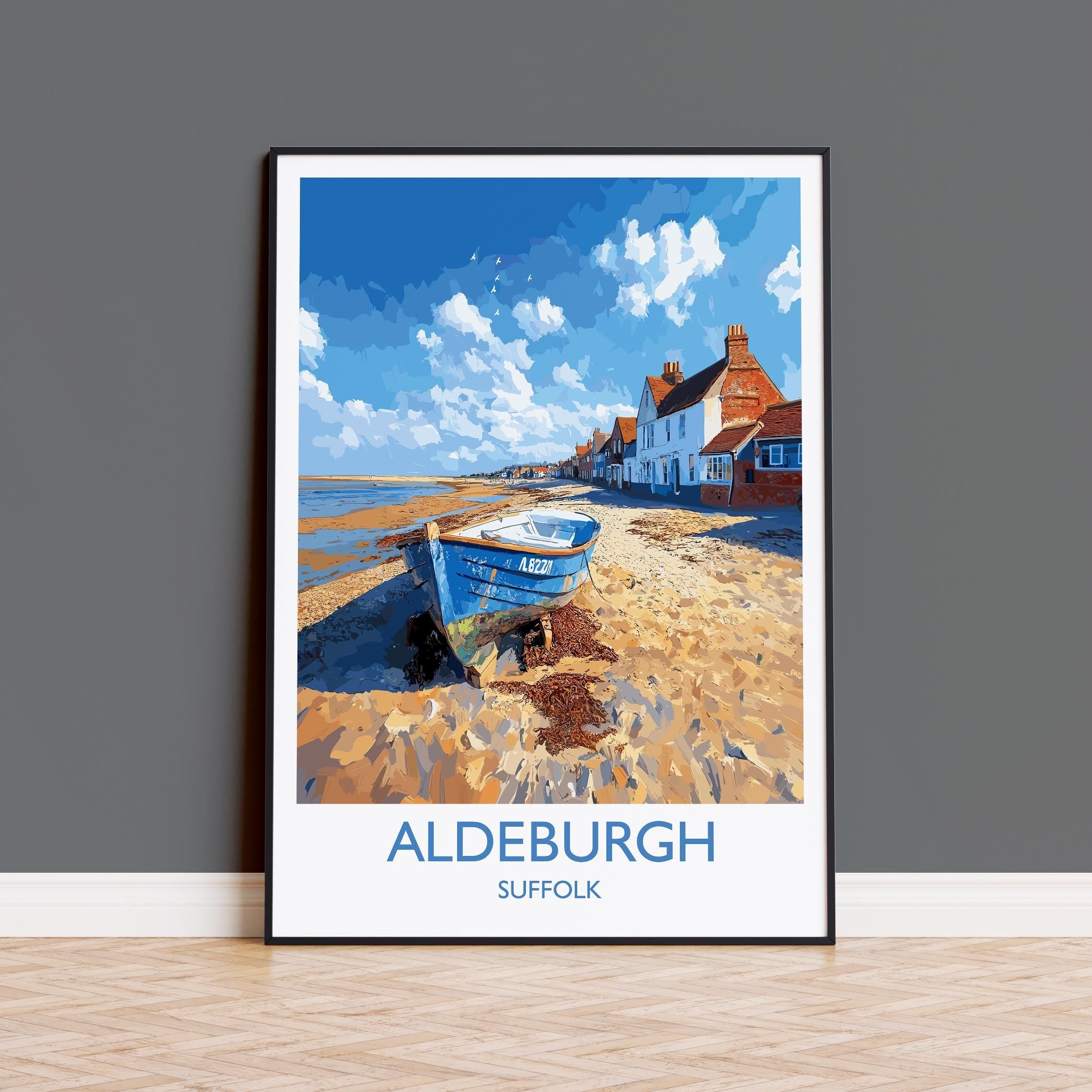 Aldeburgh Travel Print, Travel Poster of Aldeburgh, Aldeburgh Art Lovers Gift, Suffolk Coast Wall Art NQ Media Designs