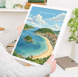 San Sebastian Poster, La Concha Wall Art, Basque Coast Print, Spain Travel Poster, San Sebastian Gift