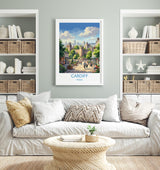 Cardiff Wales Travel Poster, Cardiff City Wall Art, Cardiff Castle Print, Welsh Capital Illustration, Vintage Style UK City, Wales Gift NQ Media Designs