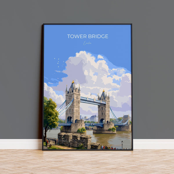 Tower Bridge Travel Poster, Travel Print of Tower Bridge, London Poster, Tower Bridge Gift, London City Art, London Art UK Travel Gift