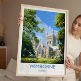 Wimborne Travel Print, Travel Poster of Wimborne, England, Wimborne Minster, Dorset Coast Art, Dorset Gift, Wall Art Print NQ Media Designs