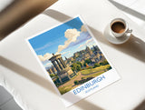 Calton Hill Edinburgh Print, Edinburgh Skyline Wall Art with Border, Scotland Travel Print, National Monument Poster, Edinburgh Gift