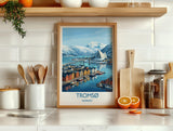 Tromsø Norway Print, Northern Lights Wall Art with Border, Arctic Cathedral Poster, Norway Travel Print, Tromsø Gift Print