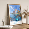 Dubai Travel Print, Travel Poster of Dubai, Palm Jumeirah Dubai Art lovers Gift, UAE Wall Art Gift