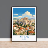Athens Greece Print, Acropolis Wall Art with Border, Parthenon Poster, Greece Travel Print, Athens Gift Print