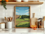 Northumberland Travel Poster, Travel Print of Northumberland Countryside, Hadrians Wall, England, Housesteads Fort Art, Wall Art Print NQ Media Designs