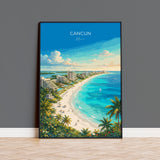 Cancun Mexico Poster, Beach Wall Art, Caribbean Print, Mexico Travel Poster, Cancun Gift