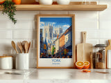 York Travel Poster Wall Art, City of York Travel Print, English Cities Art Gift, Wall Art Print NQ Media Designs