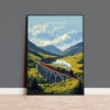 Glenfinnan Viaduct Travel Poster Wall Art, Scottish Highlands Art, Railway Bridge Print, Scotland Landscape, Steam Train Decor Artwork NQ Media Designs