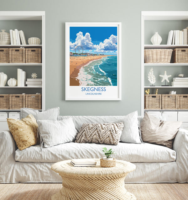 Skegness Travel Poster Wall Art, Travel Print of Skegness, England, Lincolnshire Seaside Art Lovers Gift, Travel Art Gift