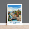 Gothenburg Sweden Travel Poster, Skansen Kronan Wall Art, Gothenburg Tram Print, Historic City & Harbour, Swedish Travel Poster