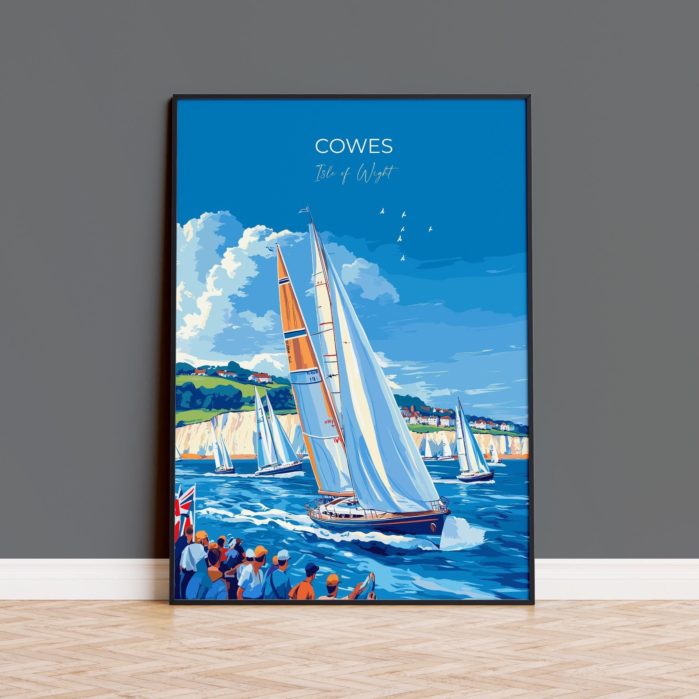 Cowes Travel Poster Wall Art, Travel Print of Cowes, Cowes Art Lovers Gift, Sailing Art, Isle of Wight Gift, NQ Media Designs