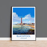 Blackpool Travel Poster Wall Art, Travel Print of Blackpool, England, Lancashire Seaside Art Lovers Gift, Travel Art Gift NQ Media Designs