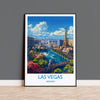 a poster of las vegas with the las vegas skyline in the background