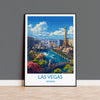 a poster of las vegas with the las vegas skyline in the background