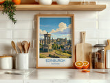 Calton Hill Edinburgh Print, Edinburgh Skyline Wall Art with Border, Scotland Travel Print, National Monument Poster, Edinburgh Gift