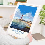 Blackpool Travel Poster Wall Art, Travel Print of Blackpool, England, Lancashire Seaside Art Lovers Gift, Travel Art Gift NQ Media Designs