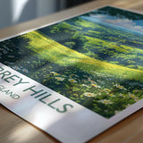 Surrey Hills Travel Poster Wall Art, Surrey Hills Travel Print, English Countryside Art Gift, Wall Art Print NQ Media Designs