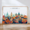 Oxford Travel Poster Skyline Wall Art Landscape, Travel Print of Oxford, Oxford Art Lovers Gift, England Horizontal Art Gift
