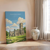 Fountains Abbey Poster, Yorkshire Wall Art, Ripon Abbey Ruins Print, England Travel Poster, Fountains Abbey Gift