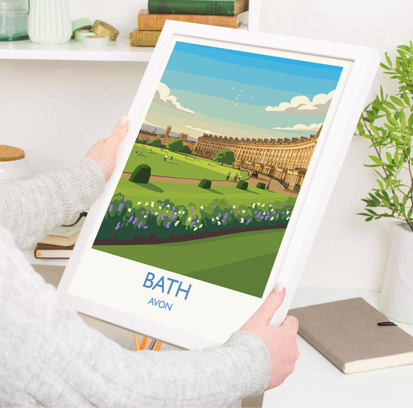 Bath Travel Print, Travel Poster of Bath, England, Cotswolds Art, Bath Gift, Avon Wall Art Print