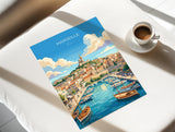 Marseille Poster, Vieux Port Wall Art, Provence Print, France Travel Poster, Marseille Gift