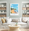 Saundersfoot Travel Poster – Pembrokeshire Coast Art with Wooden Frame Options