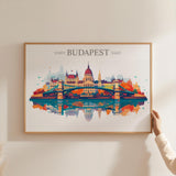 Budapest Travel Poster Skyline Wall Art Landscape, Travel Print of Budapest, Hungary Art Lovers Gift,Landscape Art Gift NQ Media Designs