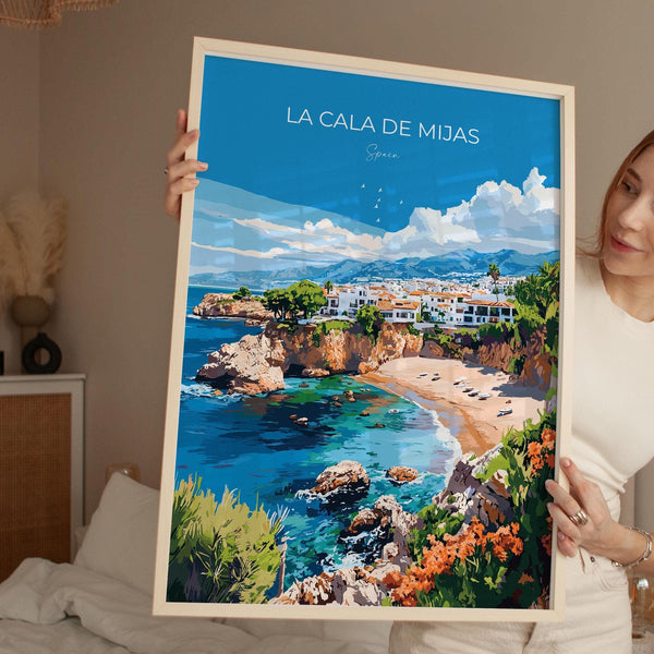 La Cala de Mijas Travel Print, Travel Poster of La Cala de Mijas, Spain, Malaga Gift, Spain Gift Art, Wall Art Print