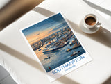 Port of Southampton Travel Poster, Southampton Docks Wall Art, Cruise Ship Harbour Print, Historic Port Illustration, UK Coastal Decor