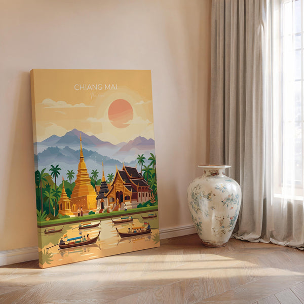 Chiang Mai Travel Poster, Travel Print of Chiang Mai, Thailand, Chiang Mai Art Lovers Gift, Wall Art Print