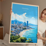 Penang Travel Poster Wall Art, Travel Print of Penang, Malaysia, Penang Art Gift, Wall Art Travel Gift NQ Media Designs