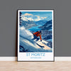 St Moritz Wall Art Travel Poster, Travel Print of St Moritz, Ski Poster, Switzerland Alps Art Travel Lovers Gift