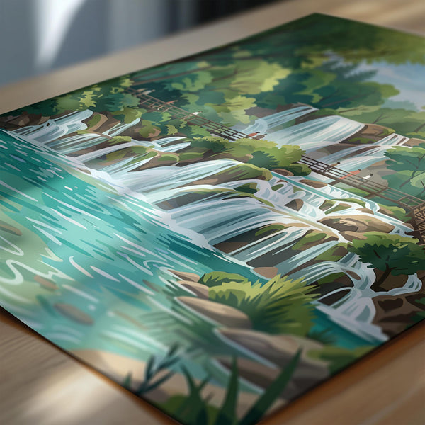 Krka National Park Waterfalls Print, Croatia Travel Poster, Skradinski Buk Wall Art, Croatian Landscape Illustration, Nature Lover Gift