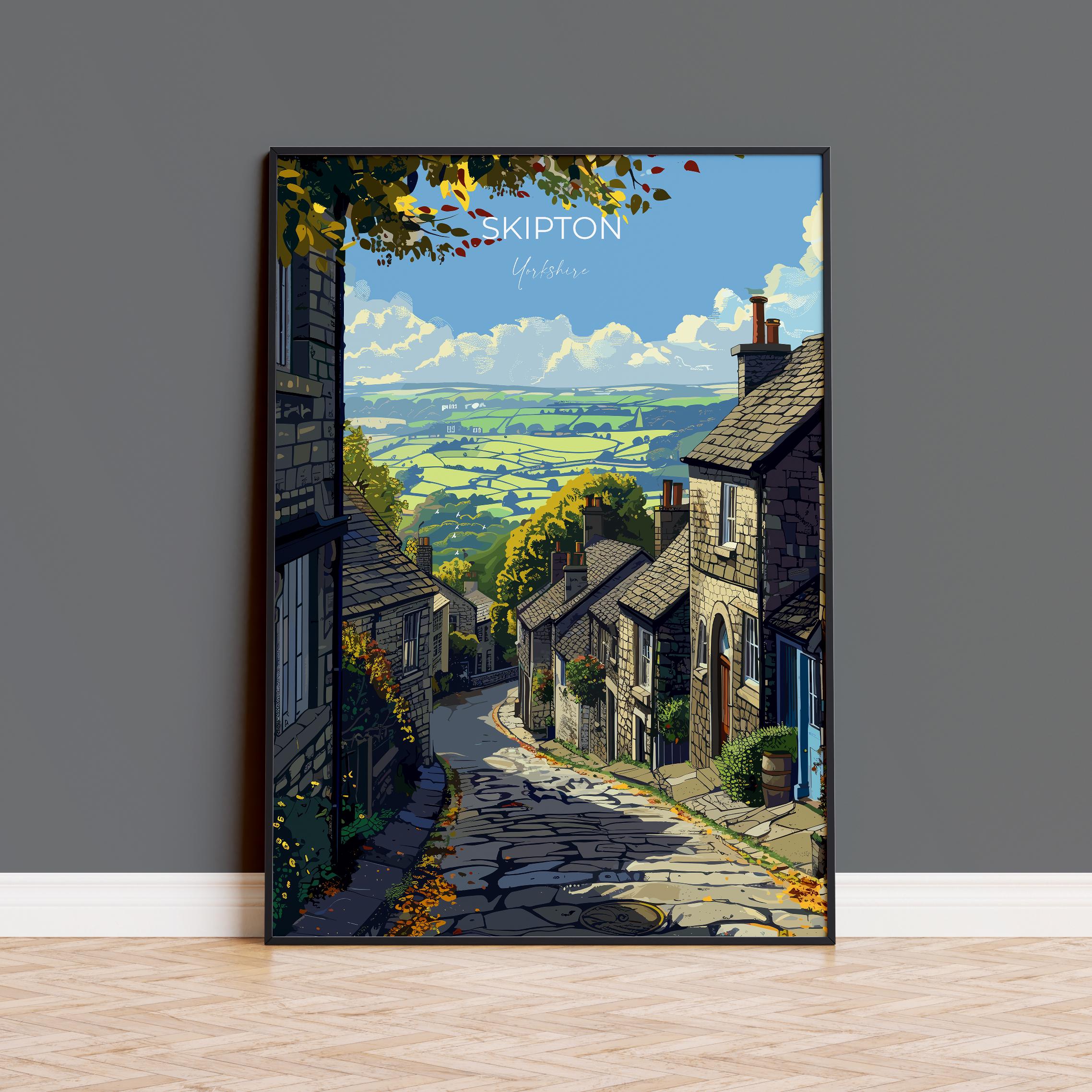 Skipton Travel Poster Wall Art, Travel Print of Skipton, Skipton Art Print, North Yorkshire Wall Print, Yorkshire Art Lovers Gift NQ Media Designs