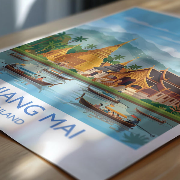 Chiang Mai Travel Print, Travel Poster of Chiang Mai, Thailand, Chiang Mai Art Lovers Gift, Wall Art Print