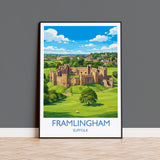 Framlingham Castle Print, Suffolk Wall Art with Border, Medieval Castle Poster, English Travel Print, Framlingham Gift Print