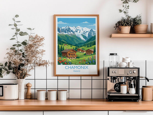 Chamonix Travel Print Wall ArtTravel Poster of Chamonix, French Alps Summer Art Lovers Gift, Wall Art Print