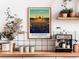 Glastonbury Travel Print, Travel Poster of Glastonbury, Somerset, England, Glastonbury Art, Festival Art Gift, Somerset Wall Art Print NQ Media Designs