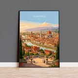 Florence Italy Travel Print, Piazzale Michelangelo View, Florence Skyline Wall Art, Duomo Poster, Tuscany Vintage Travel Poster
