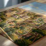 Rome Forum Travel Poster, Roman Forum Ruins Wall Art, Ancient Rome Landscape Print, Historic Architecture Illustration, Italy Decor