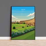 Bath Travel Print, Travel Poster of Bath, England, Cotswolds Art, English City Gift, Avon Wall Art Print NQ Media Designs