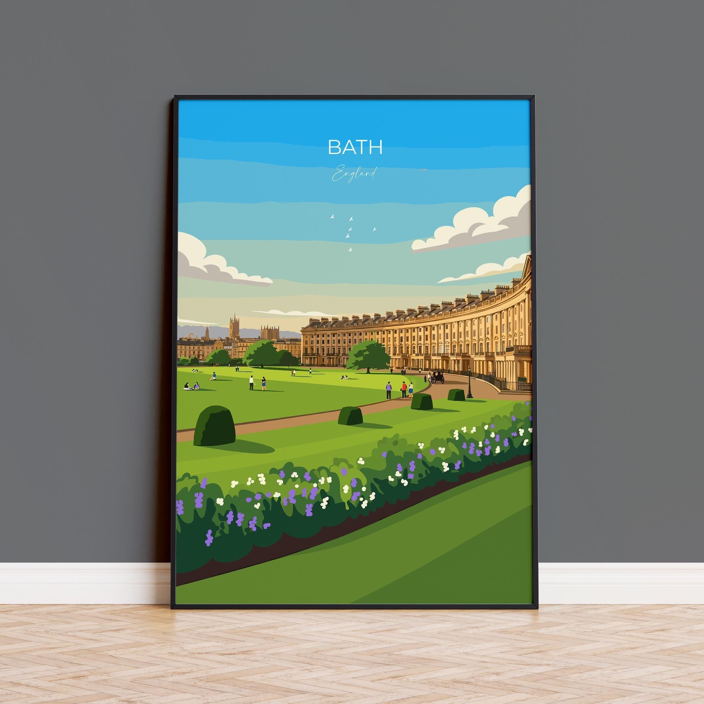 Bath Travel Print, Travel Poster of Bath, England, Cotswolds Art, English City Gift, Avon Wall Art Print