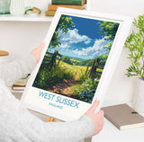 West Sussex Travel Poster Wall Art, West Sussex Travel Print, English Countryside Art Gift, Wall Art Print NQ Media Designs