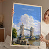 Tower Bridge Travel Poster, Travel Print of Tower Bridge, London Poster, Tower Bridge Gift, London City Art, London Art UK Travel Gift