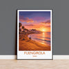 Fuengirola Spain Travel Poster, Costa del Sol Beach Wall Art, Sunset Promenade Print, Spanish Coastal Illustration, Holiday Decor