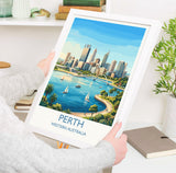 Perth Australia Print, Western Australia Wall Art, Swan River Travel Poster, Coastal City Decor, Australian Gift