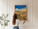 Jerusalem Israel Travel Print, Old City Wall Art, Dome of the Rock Poster, Jerusalem Skyline Illustration, Historic Middle East Decor