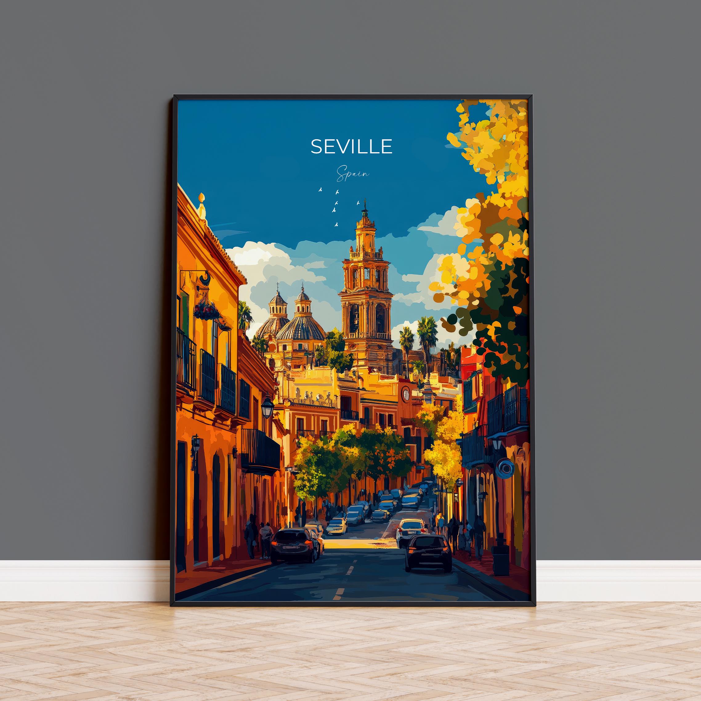 Seville Travel Poster, Travel Print of Seville, Spain Poster, Seville Wall Art Lovers Gift, Spain Art Gift NQ Media Designs